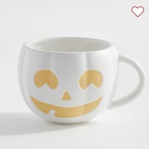 Pottery barn jack o lanter stoneware white pumpkin mug